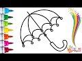 Coloring pages &amp; Nursery Rhymes Song for Kids - How to draw a Umbrella