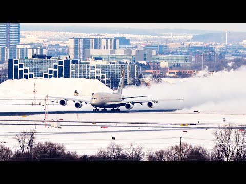 A380 STUNNING Snowy Winter Departure out of Toronto Pearson Airport