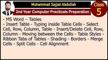 Class 5 - MS Word - Tables Introduction - Styles - Merge Cells - Split Cells