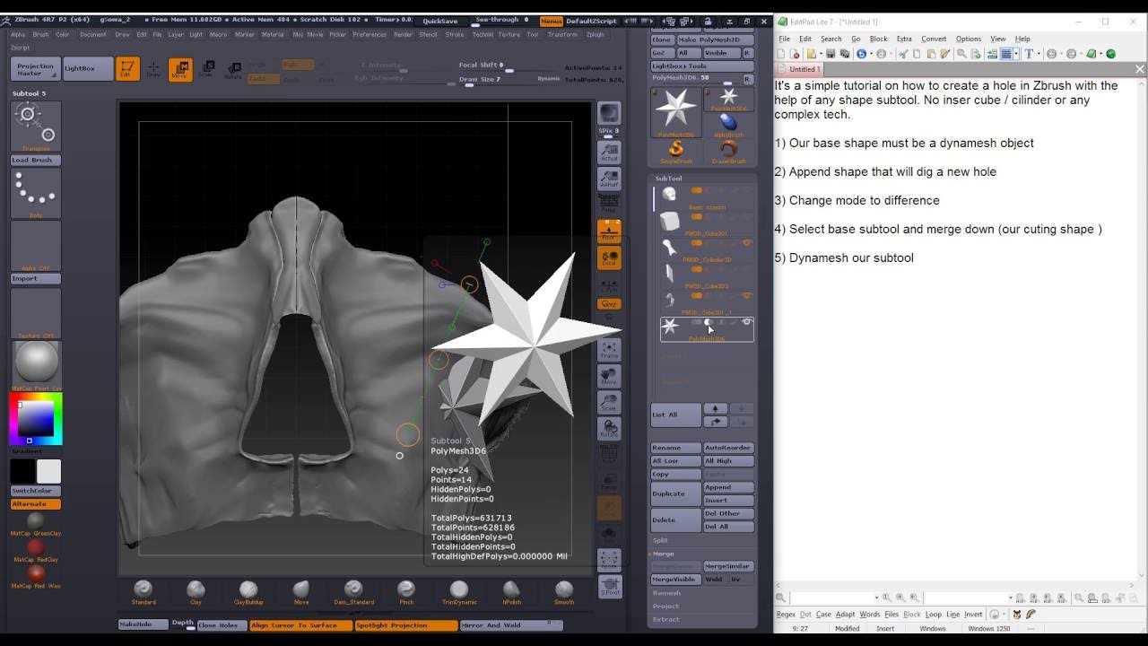 dynamic topology creating holes in mesh zbrush