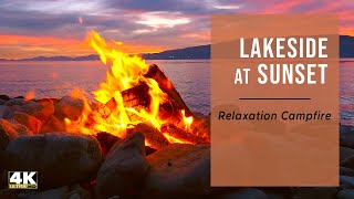 Relaxing Campfire By Lake At Sunset In 4K Ultra Hd Stress Relief Meditation Peaceful Deep Sleep