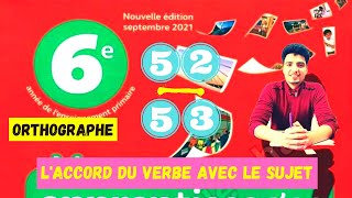 Mes apprentissages en Français 6AEP, Orthographe : Laccord du verbe avec le sujet, Pages 52 - 53