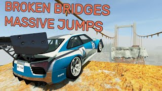 BROKEN BRIDGES, MASSIVE JUMPS, HUGE DOWNHILLS - BeamNG.drive - Crash Hard 2.0