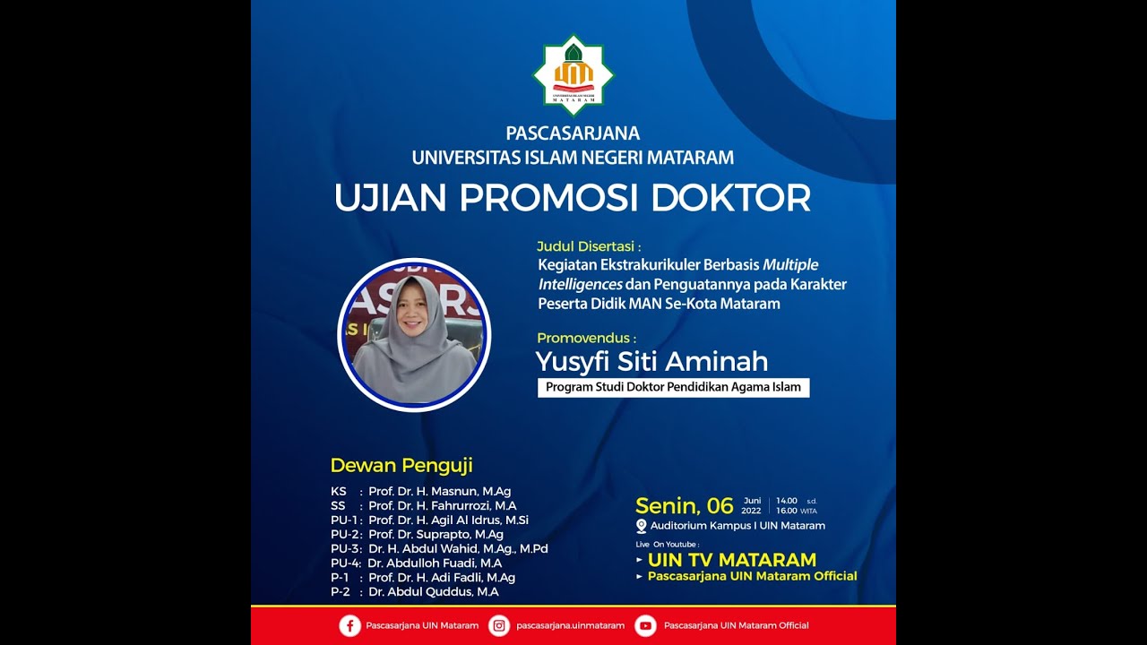 (2)Yusyfi Siti Aminah II Ujian Terbuka Promosi Doktor PAI Pascasarjana UIN Mataram
