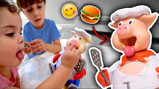 Brinquedo Do Porco Que Come Hambúrguer - Jogos Para Crianças Família Brancoala