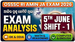 5th June Shift1 Ri Exam Analysis 2026  Today Exam Analysis Osssc Ri Amin 2026 Solution Routes