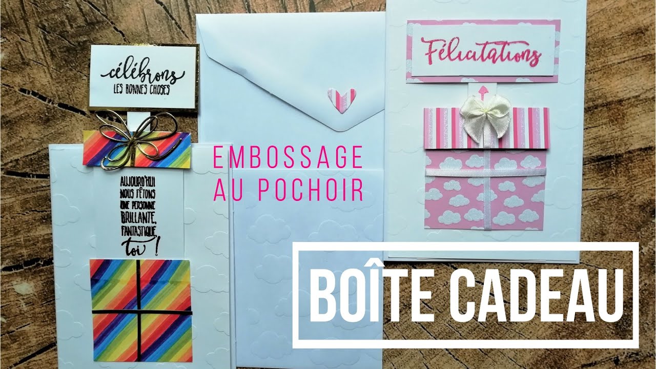 Scrapbooking Carterie tutoriels français – Cartes Interactive Boîte cadeau et embossage au pochoir!