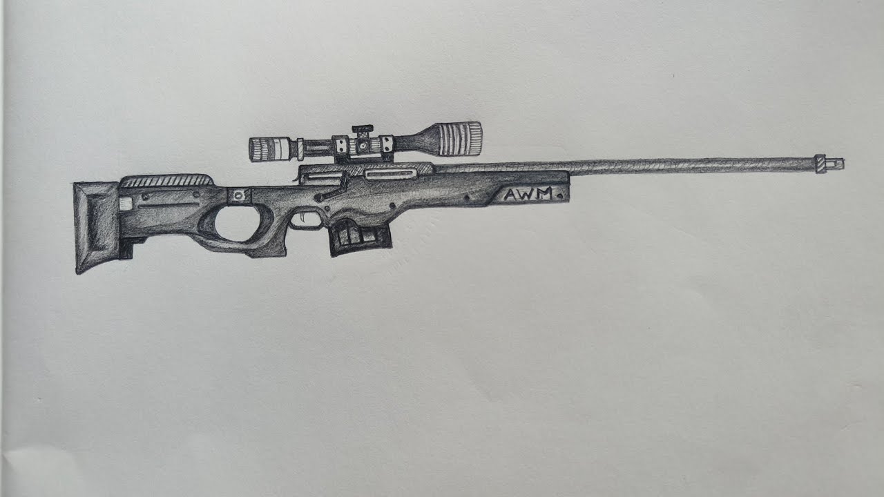 Awm drawing easy step || how to draw AWM sniper rifle!! - YouTube