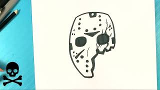 How to Draw JASON VOORHEES MASK - BROKEN