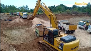 Wow Ramai Sekali, Puluhan Truk Ngantri Pengisian Tanah Merah, Ekskavator Komatsu Pc200