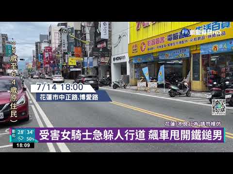 女騎士閃車遭攔下 後車男持鐵鎚要打人｜華視新聞 20220716