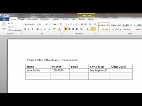 Introduction to Tables in Word BC116a 2010 Wk3 Rd1