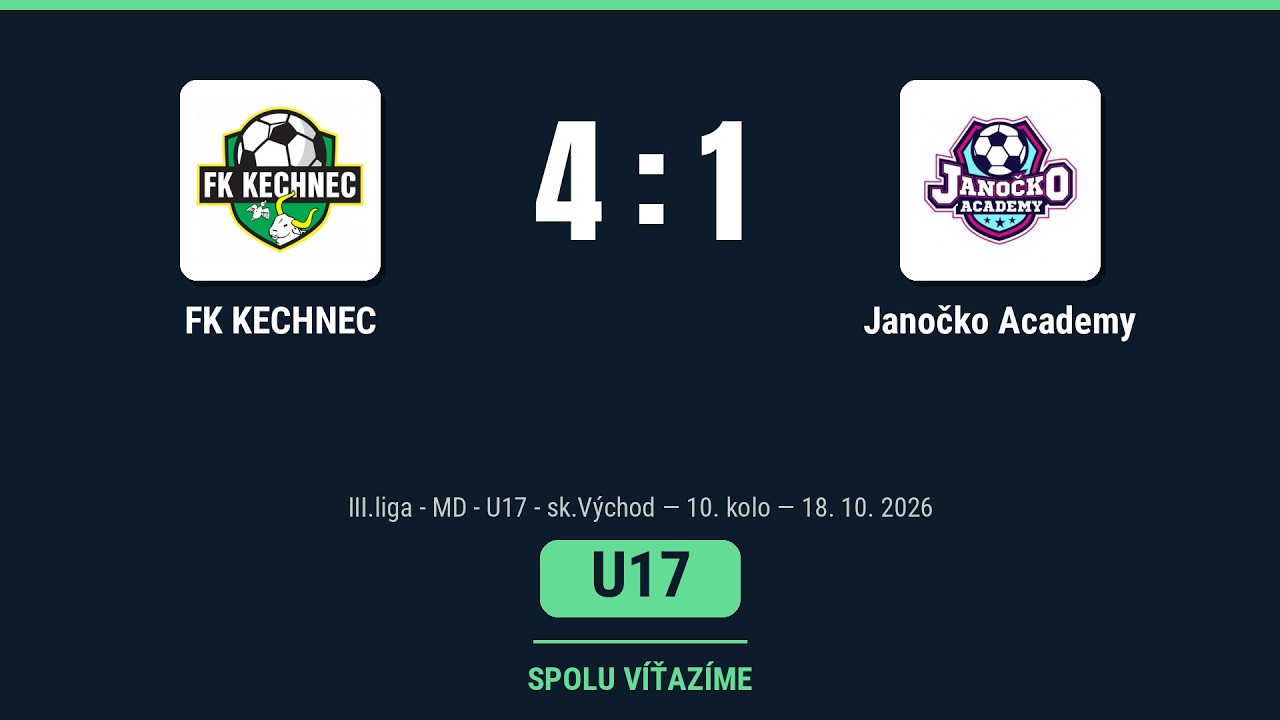 U17 - 10. kolo: FK KECHNEC — Janočko Academy (nedela, 18. 10. o 11:15)