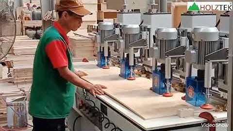 Holztek | Máy khoan bản lề 4 cụm | Máy khoản bản lề tự động