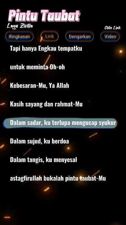 Lirik Lagu Pintu Taubat(Lagu Zivilia) #lirikindonesia #story #shorts #storywa #shortvideo