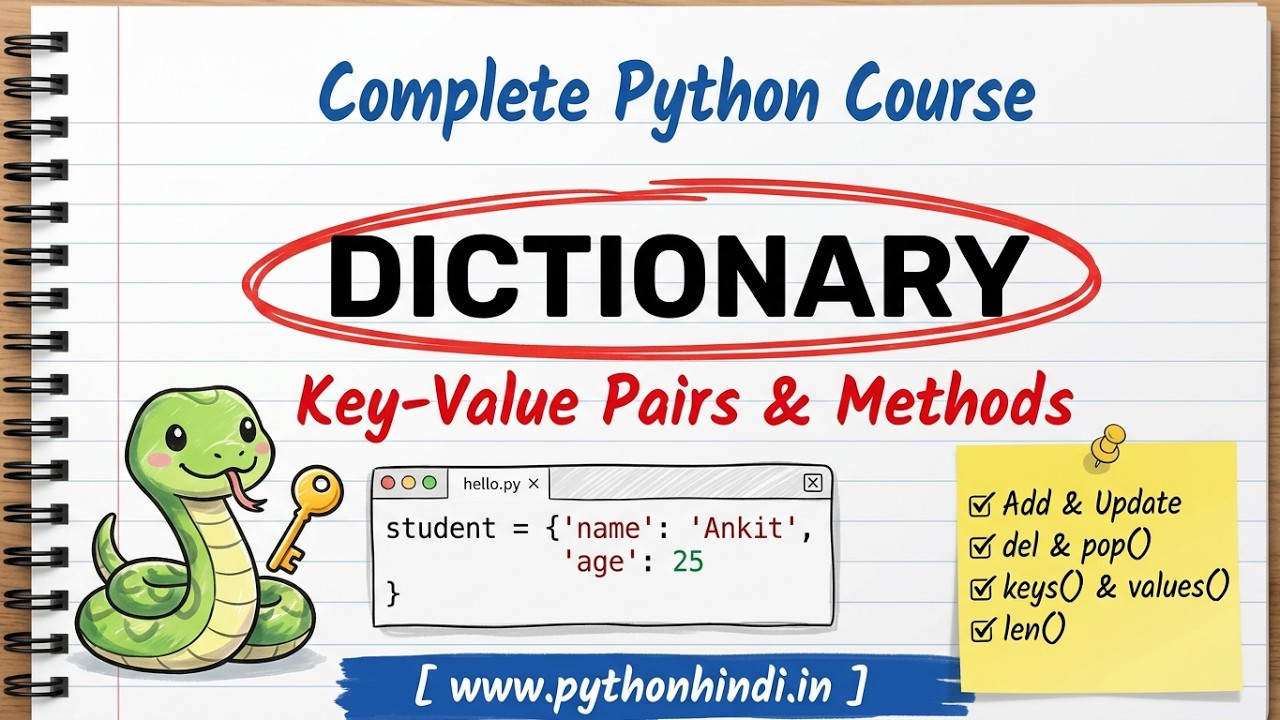 Complete Tutorial for Beginners Python Dictionary in Hindi - Complete Tutorial for Beginners