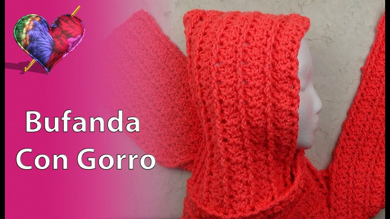 COMO HACER UNA BUFANDA a CROCHET paso a paso Bufanda con Gorro YouTube