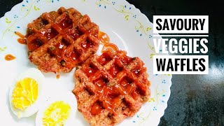 Savoury Veggies Waffles | Healthy Breakfast Ideas | Kids Lunch Box Recipe