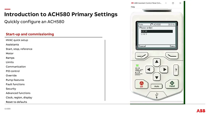 Primary Settings on ACH580