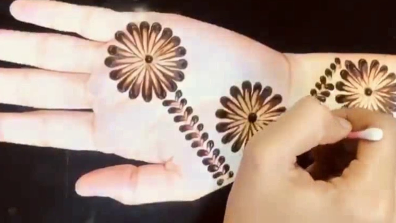 Easy Simple Mehndi design Cotton bud Mehndi design front hand