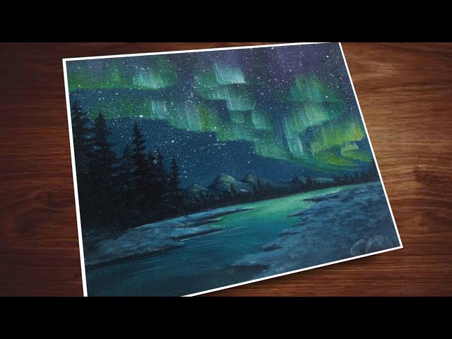 Aurora Painted on Round Canvas｜Mind Blowing Acrylics Step by Step  #613｜Satisfying Art ASMR 