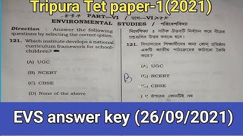 Tet paper-1 answer key//EVS answer key/Tripura tet answer key-2021