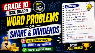 Share &amp; Dividends Word Problems | ICSE Class 10 Maths 🚀 Full Concept + Tricks!”