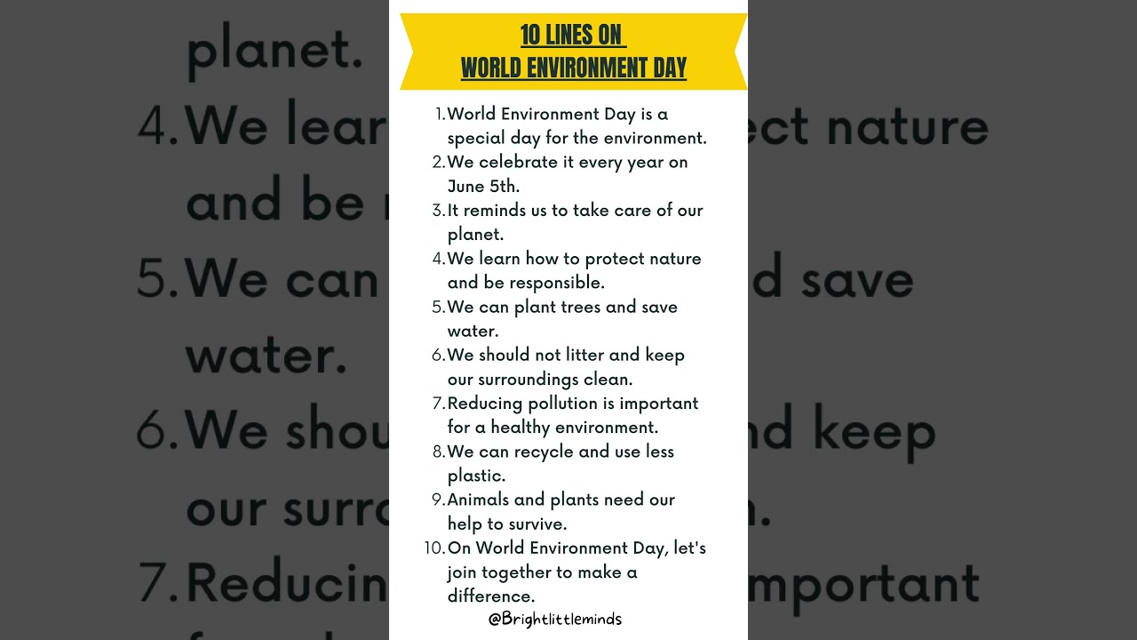 10 Lines On World Environment Day In English Essay 5june