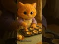 FUNNY CAT Cooks & Eats Egg Tart 😼🥧 | Cozy Cooking ASMR | MomoCozyCatKitchen #Shorts