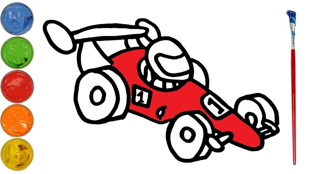 RACE CAR Drawing, Painting & Coloring for Kids & Toddlers COLOR and