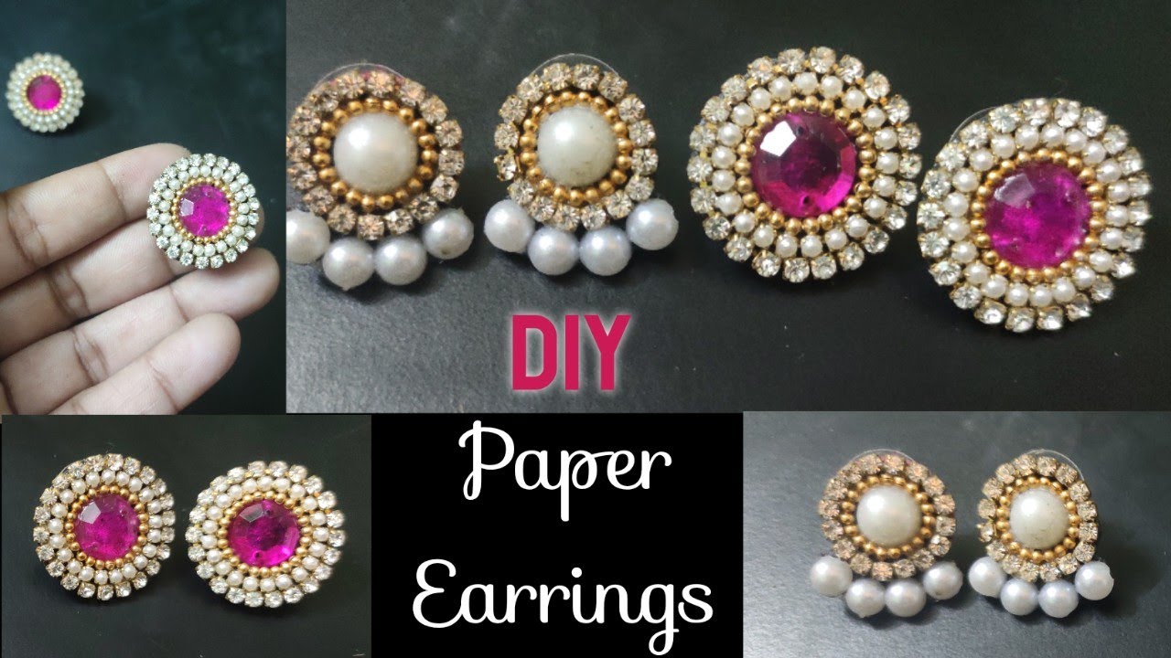 How To Make Designer Earrings | How To Make Paper Earrings | Jewellery  Making | DIY+earring(earring) - YouTube