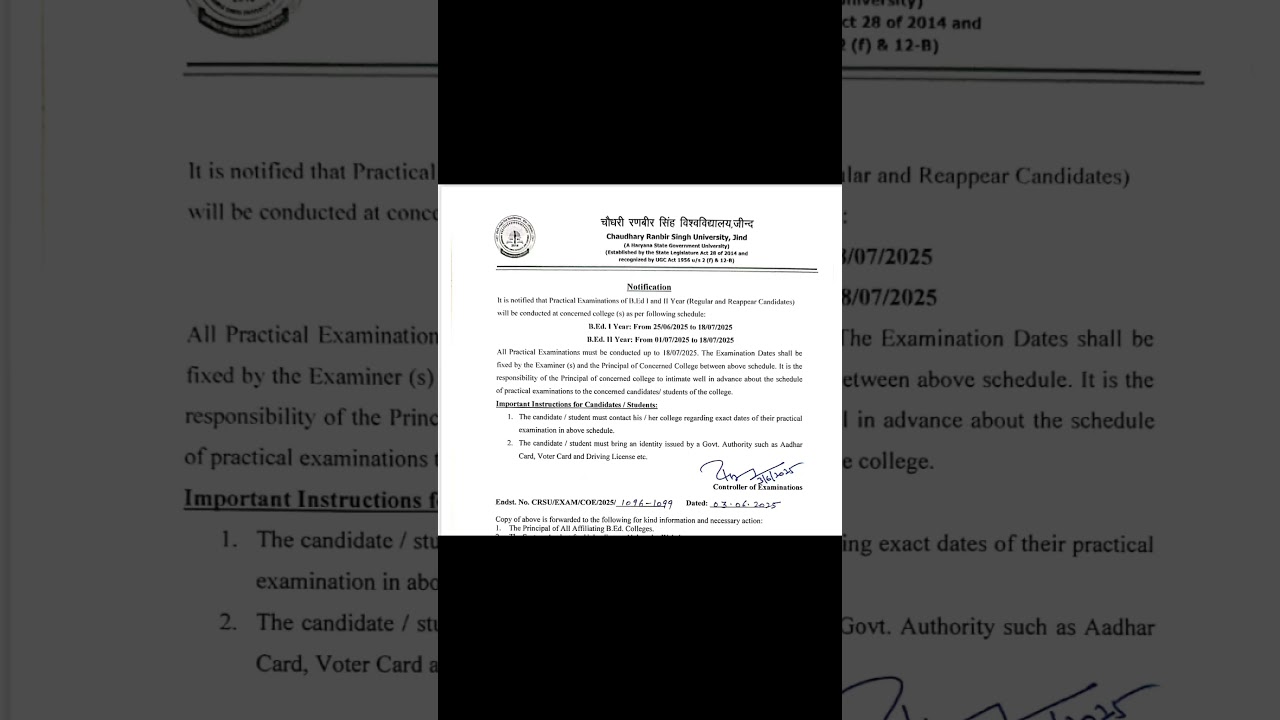 CRSU Practical date announced || crsu B.Ed 1st & 2nd year practical date 2025 || Naveen Dahiya