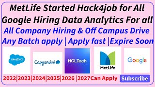Capgemini, Salesforce, MetLife, Google Hiring | Off Campus Drive for 2022, 2023, 2024, 2025, 2026