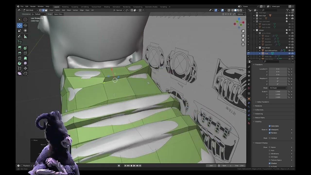 Picarto Stream 7-24-2023 | More Foot Retopo | Working On An Original Character