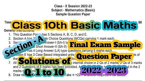 CBSE Class 10 Basic Maths Sample Question Paper 2022-2023@Ashish4students