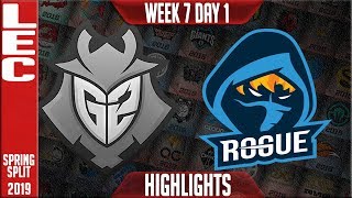 G2 vs RGE Highlights | LEC Spring 2019 Week 7 Day 1 | G2 Esports vs Rogue