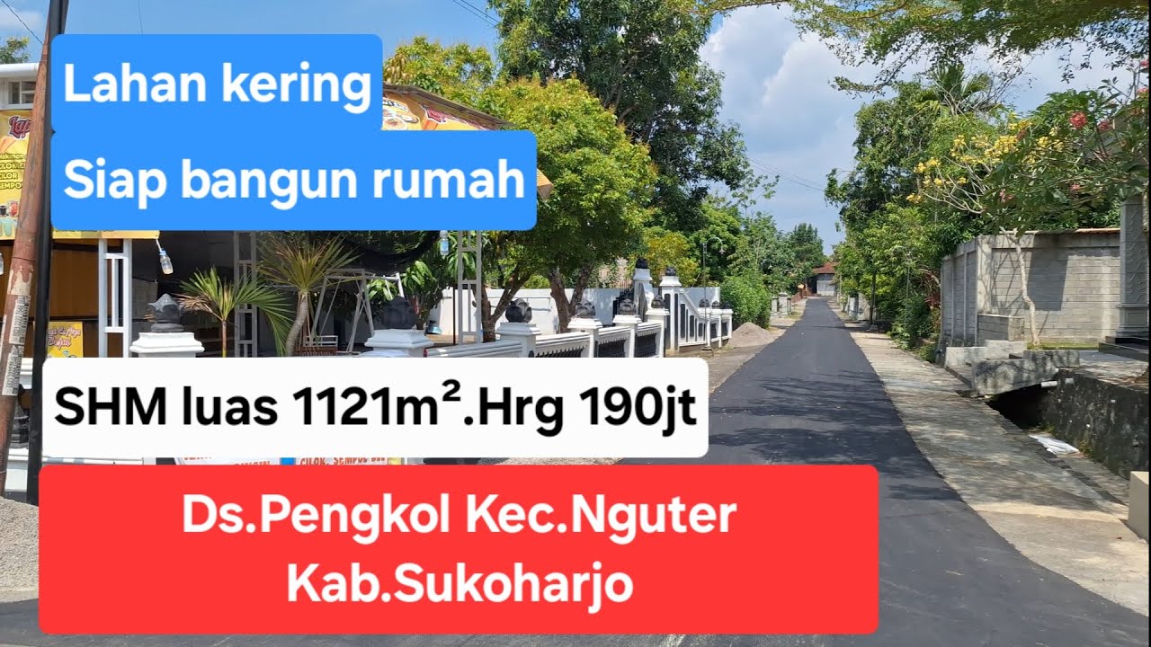 Dijual lahan kering SHM luas 1121m² harga 190jt.Lok Ds Pengkol Kec Nguter Kab Sukoharjo