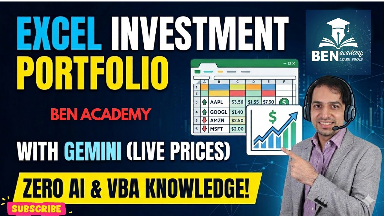 Build a Custom Investment Portfolio in Excel with Gemini (Live Prices) with ZERO AI & VBA knowledge