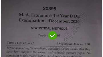 2020 Mdu MA DDE Economics 1st Year Statistical Methods Question Paper