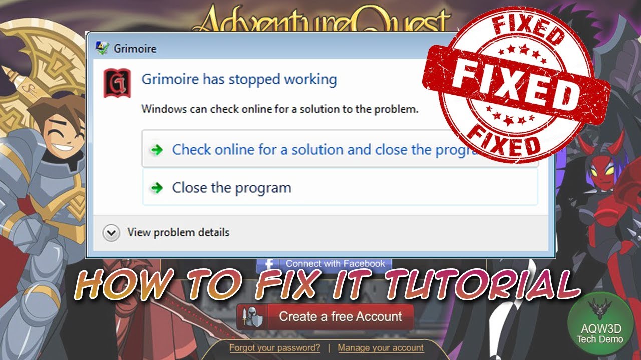 =AQW= Grimoire Not Responding Fix April 2020