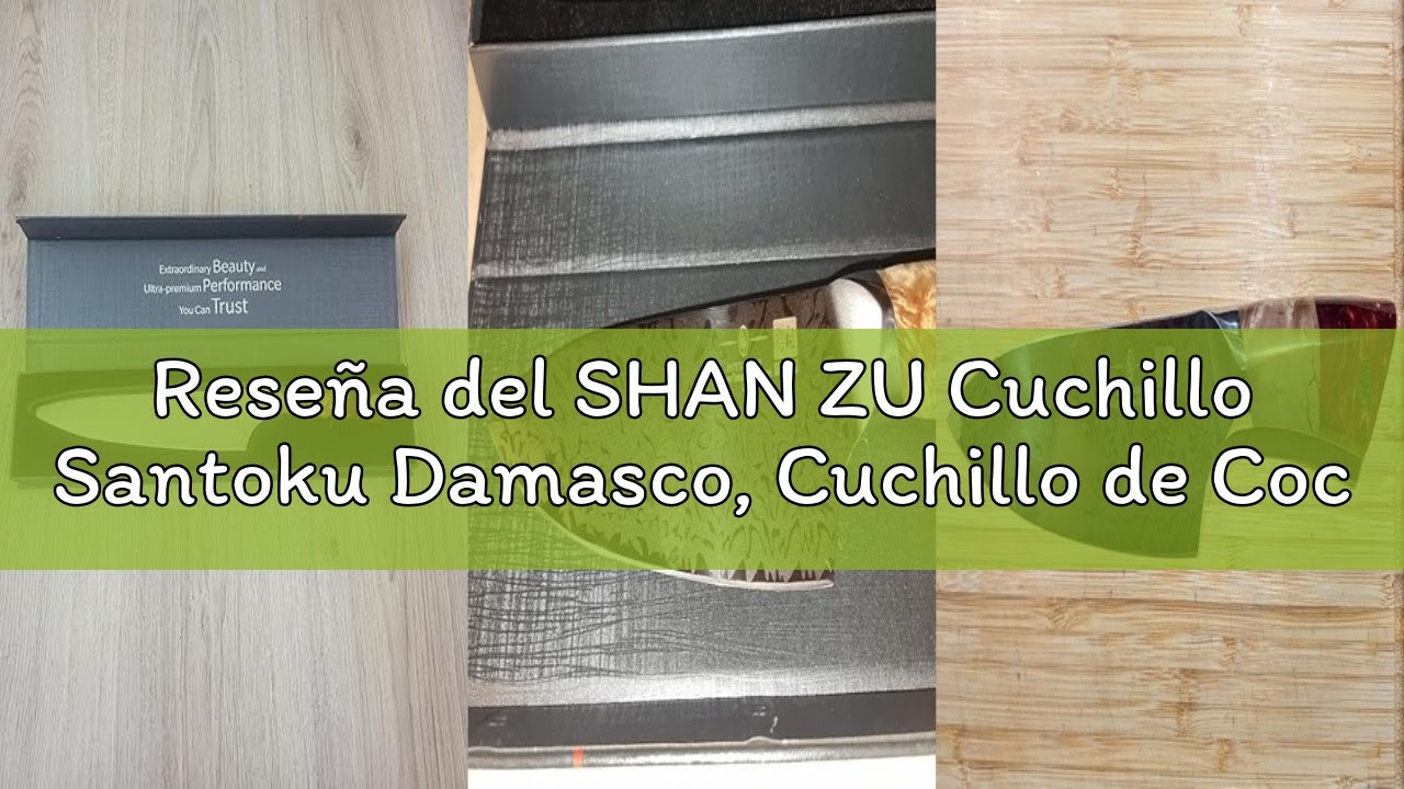 Reseña del SHAN ZU Cuchillo Santoku Damasco, Cuchillo de Cocina Japonés de Acero en Polvo SG2, Cuchi