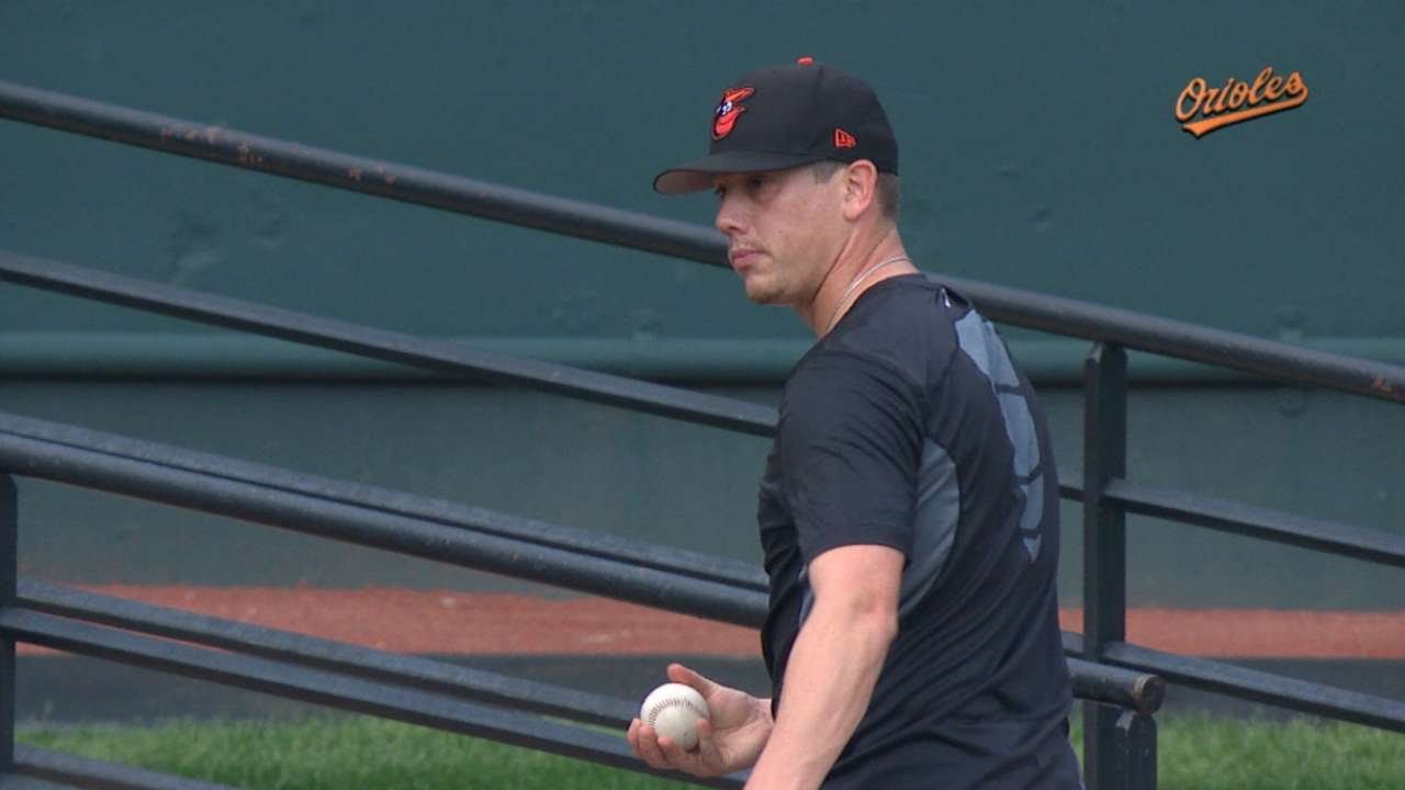 KC@BAL: Hellickson throws in the bullpen in Baltimore