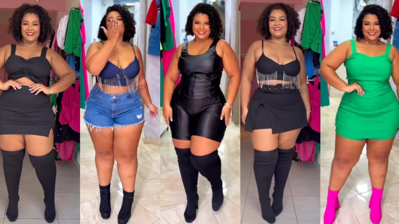 Latest curvy women shorts haul,Plus size model fashion trend - YouTube