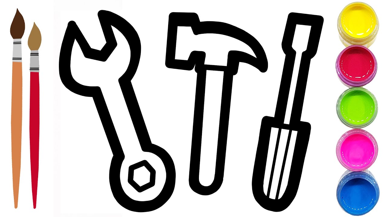 Раскраски ｜ гаечный ключ, молоток, отвертка