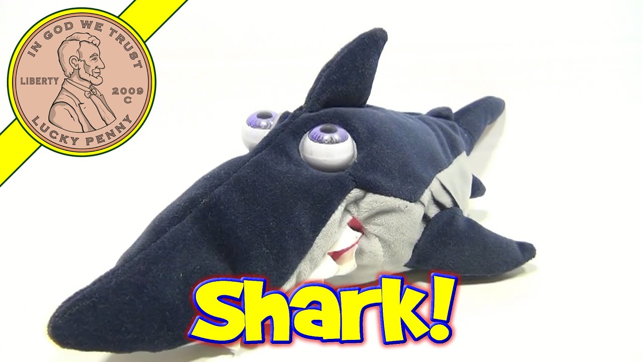 Shark Hand Puppet Plush Toy With Crazy Eyes! YouTube Toy Video Reviews