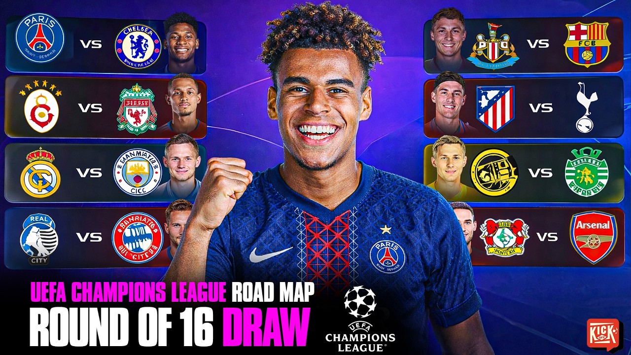 CHAMPIONS LEAGUE KNOCKOUT PHASE DRAW Round of 16 Results