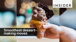 This chef has the smoothest dessert-making moves