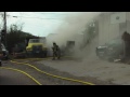 One hurt in tar mixer fire