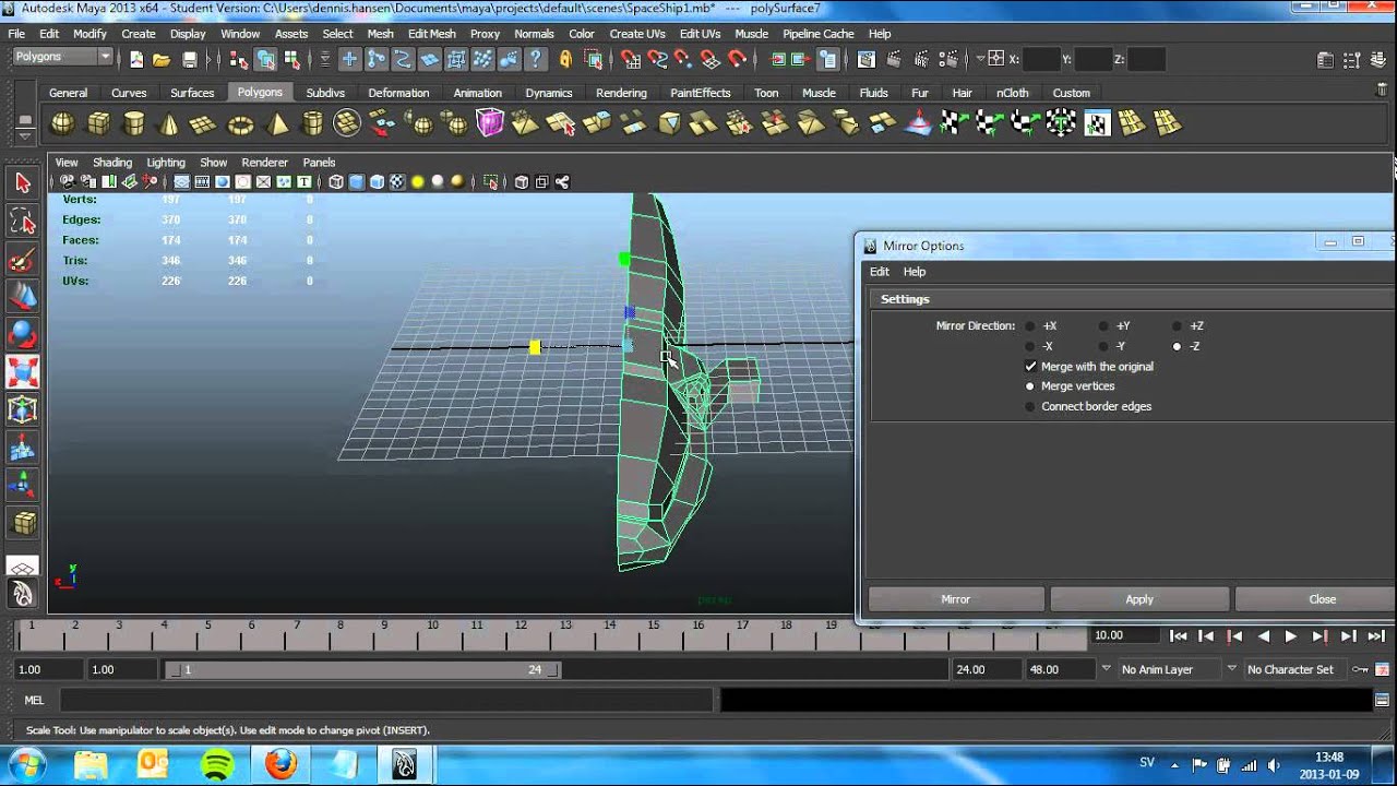 Mirror geometry - Maya 2013