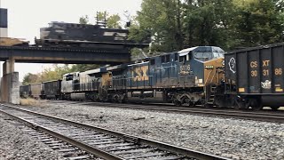 CSX Coal Train Goes Under Norfolk Southern Train! Coal Train With DPU In Kenova West Virginia On CSX